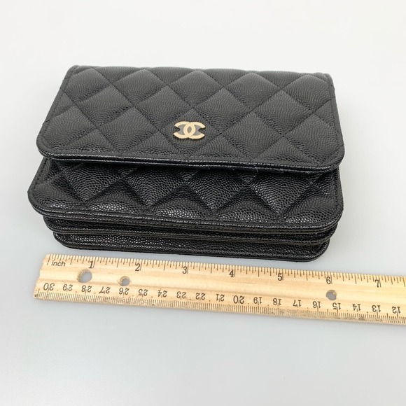 NIB Chanel Black Mini Caviar Wallet On Chain WOC - Picture 14 of 16
